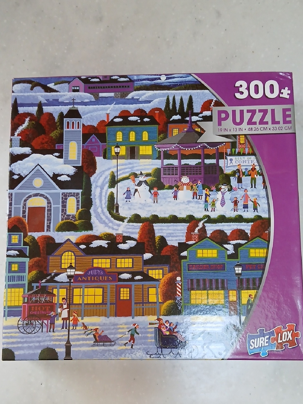 300-Piece Winter Village Puzzle - Purple Box